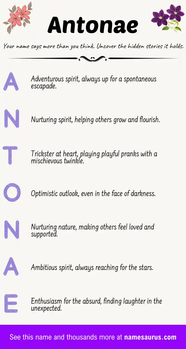 Acrostic poem about Antonae.