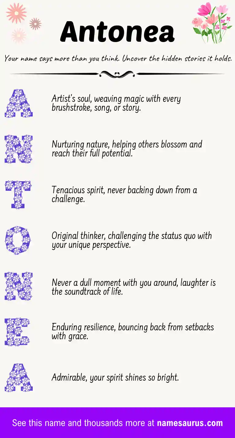 Acrostic poem about Antonea.