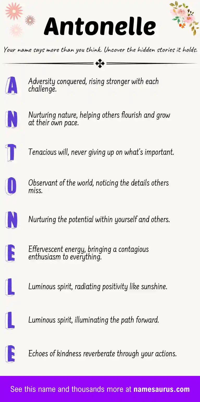 Acrostic poem about Antonelle.