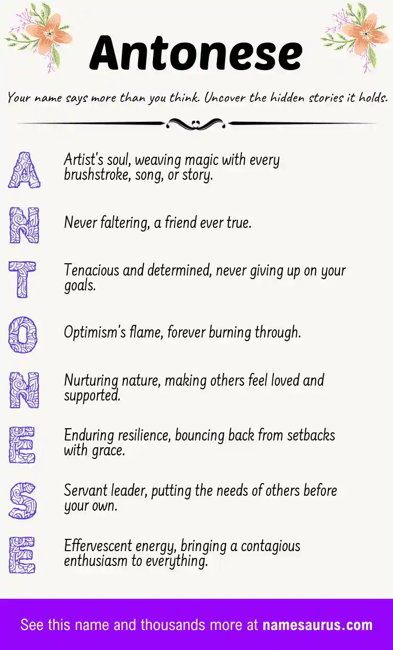 Acrostic poem about Antonese.