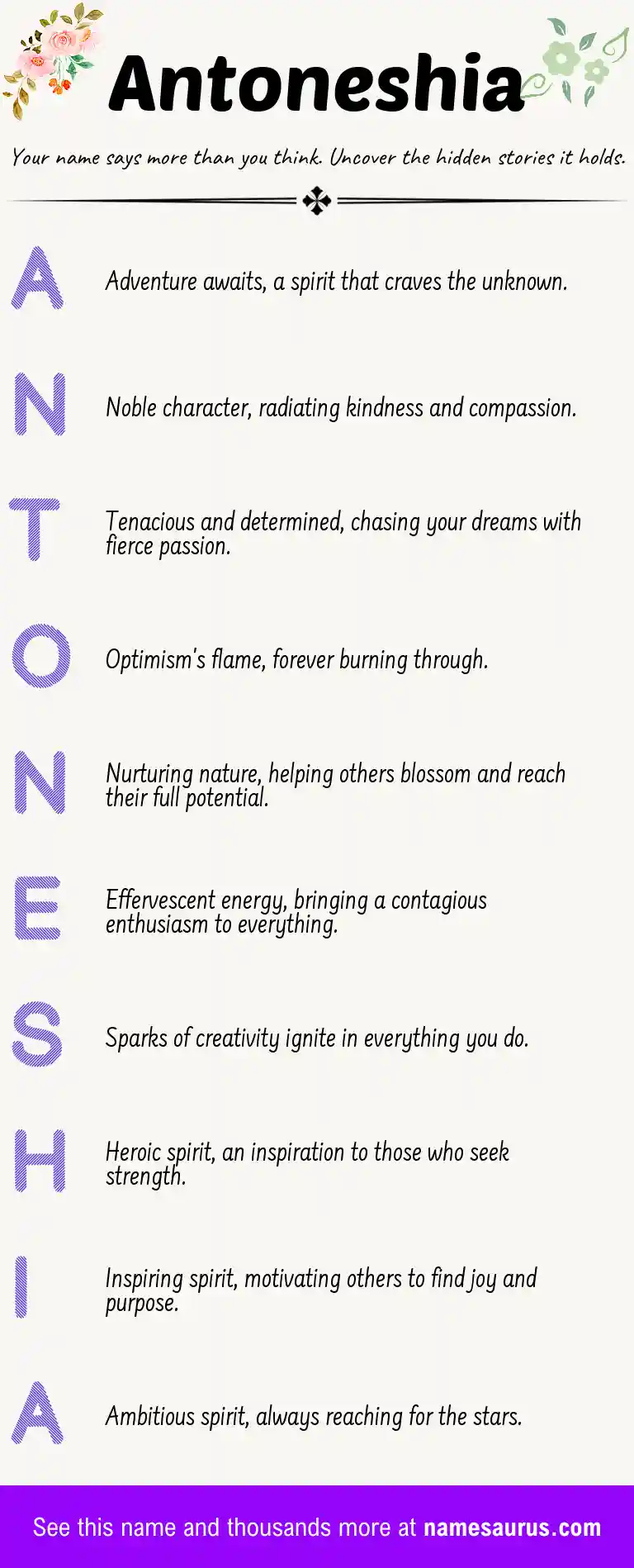 Acrostic poem about Antoneshia.