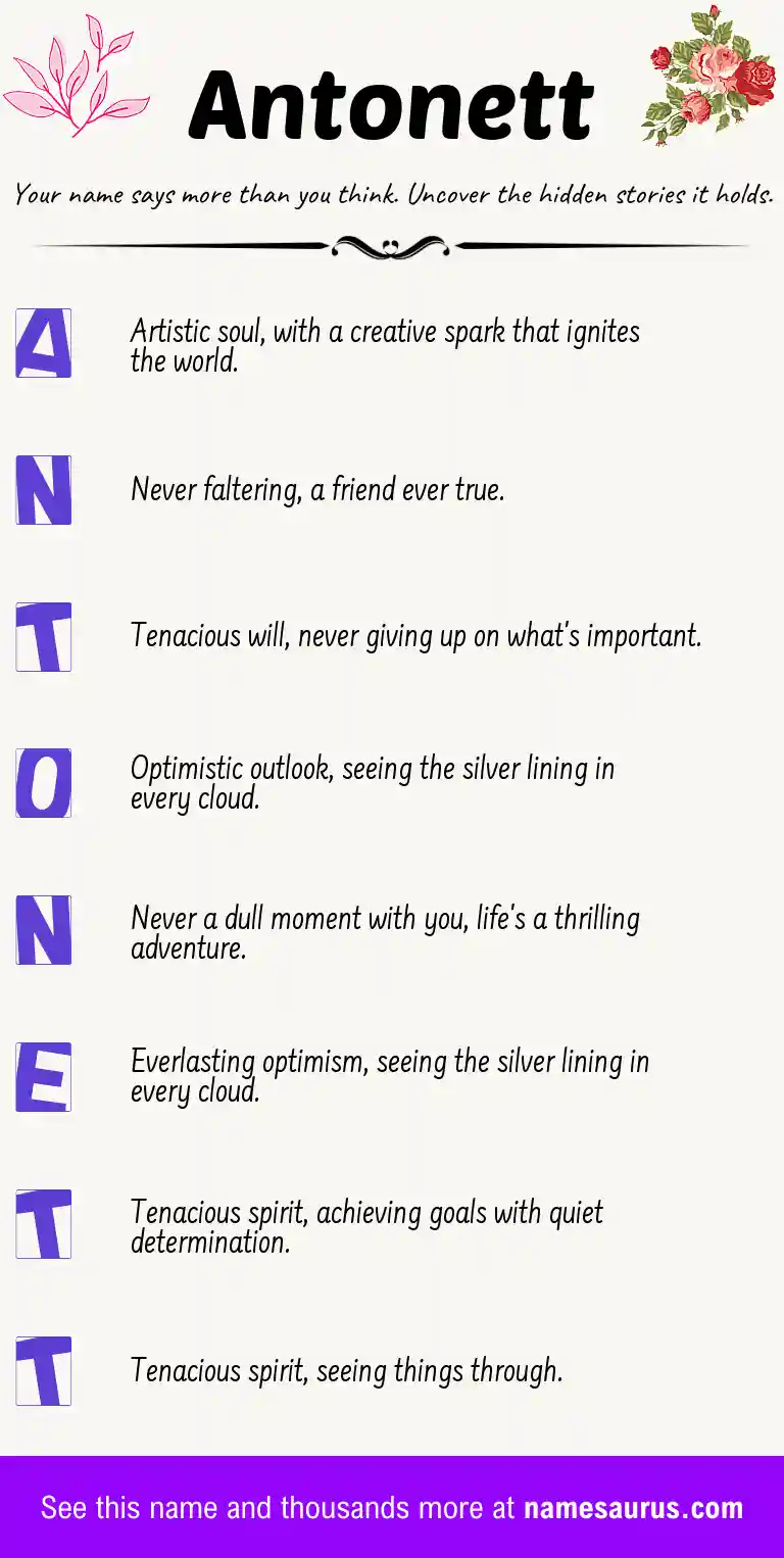Acrostic poem about Antonett.