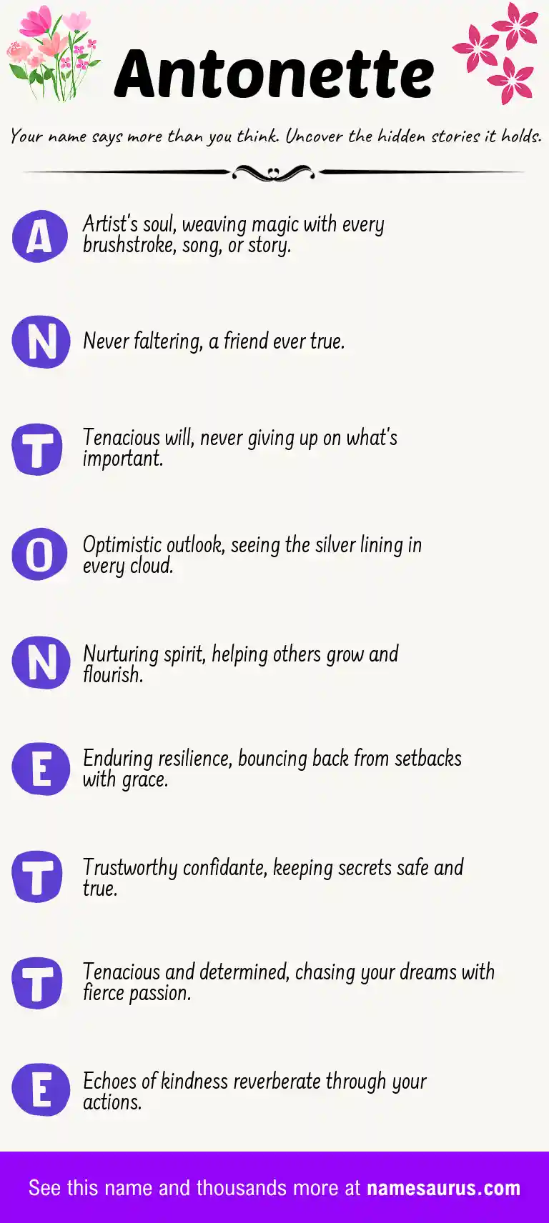 Acrostic poem about Antonette.