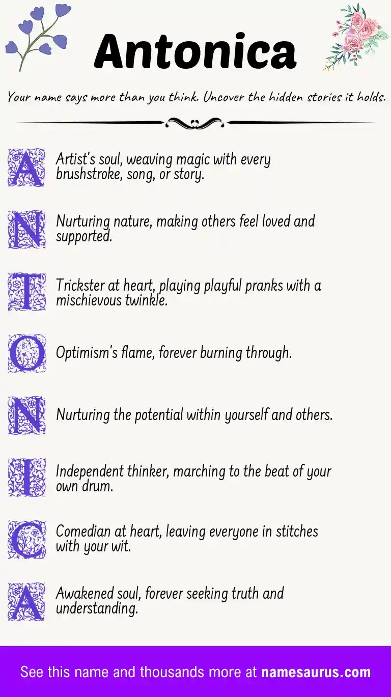 Acrostic poem about Antonica.