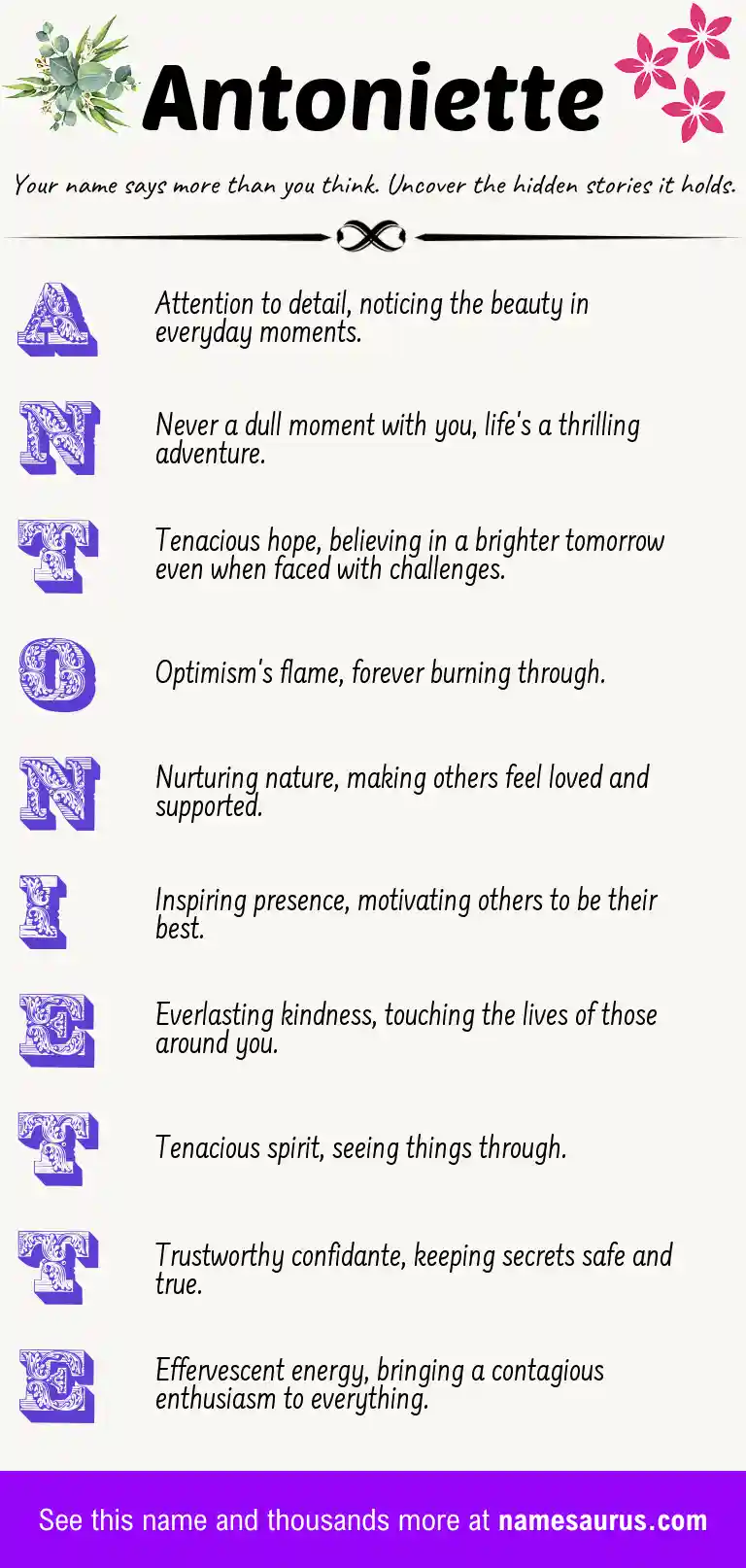 Acrostic poem about Antoniette.