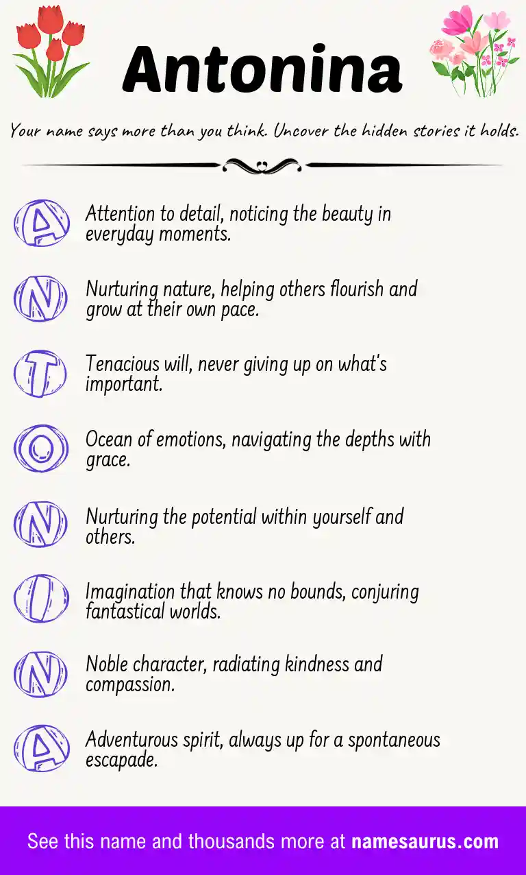 Acrostic poem about Antonina.