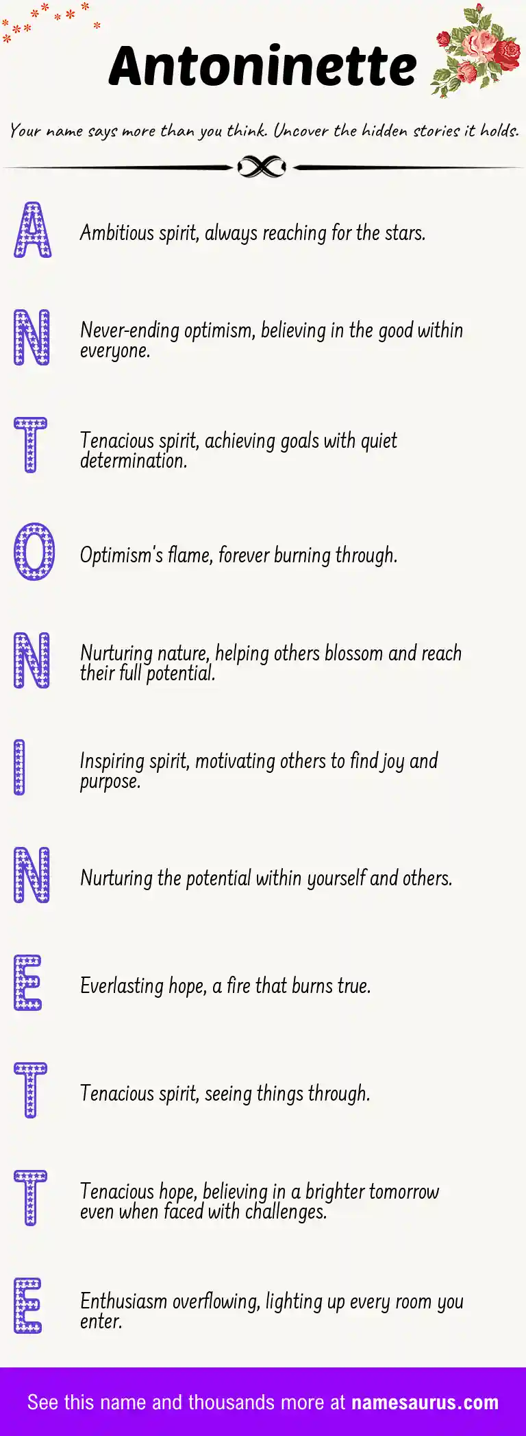 Acrostic poem about Antoninette.