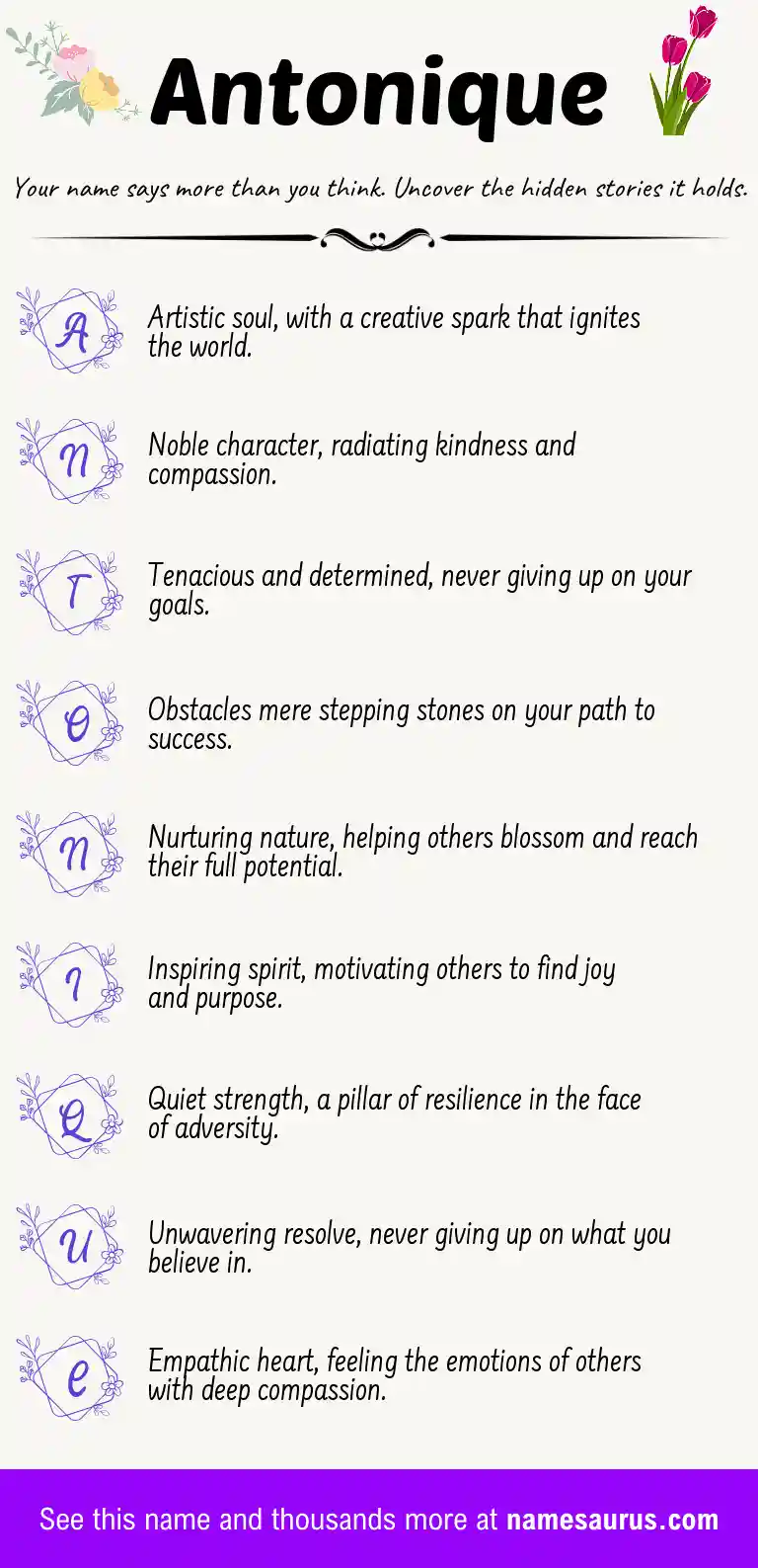 Acrostic poem about Antonique.