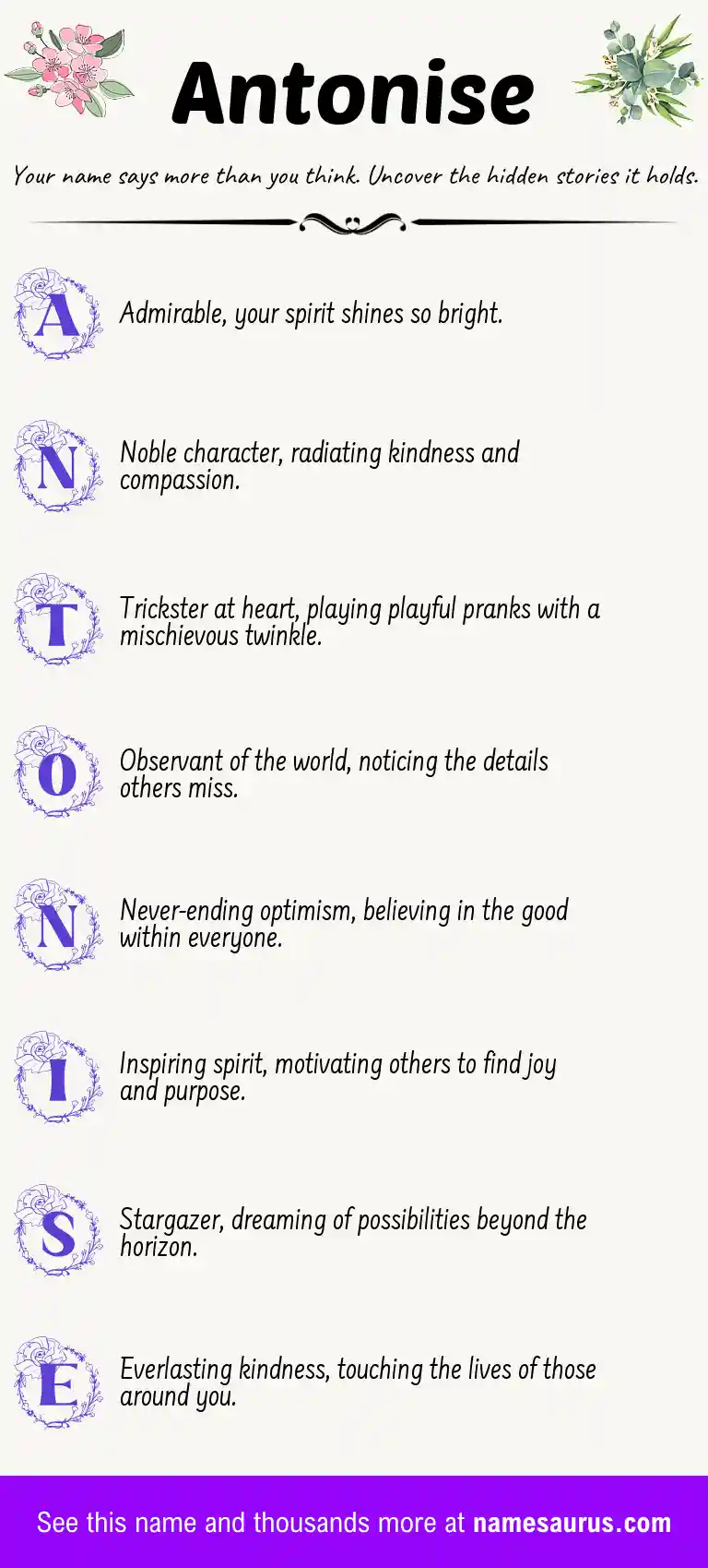 Acrostic poem about Antonise.