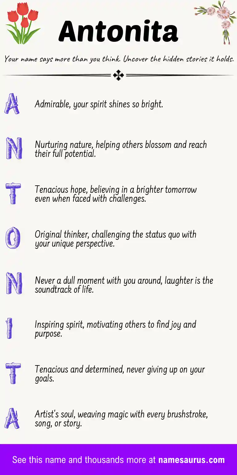 Acrostic poem about Antonita.