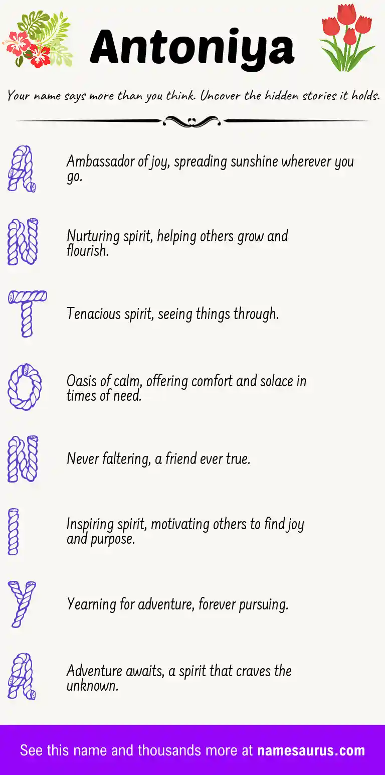 Acrostic poem about Antoniya.