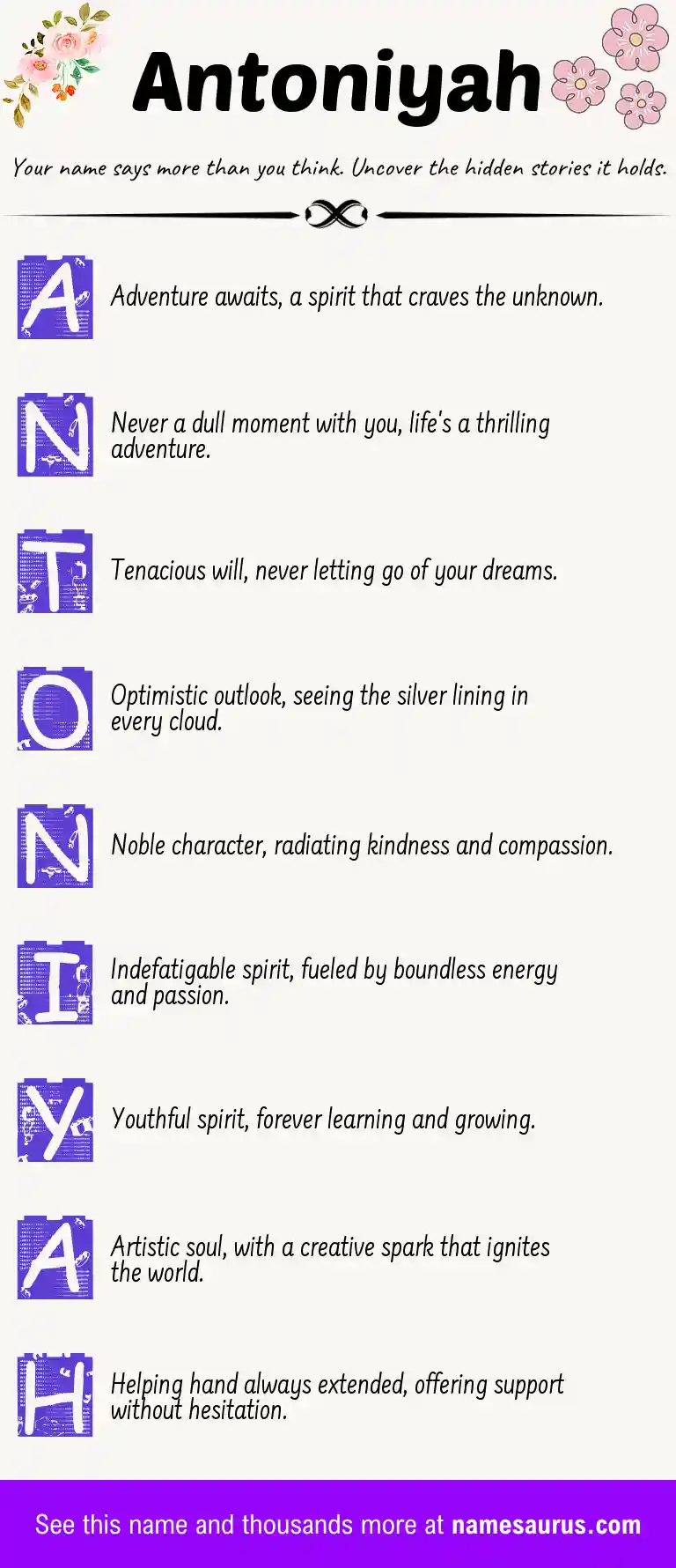 Acrostic poem about Antoniyah.