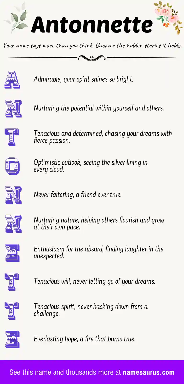 Acrostic poem about Antonnette.
