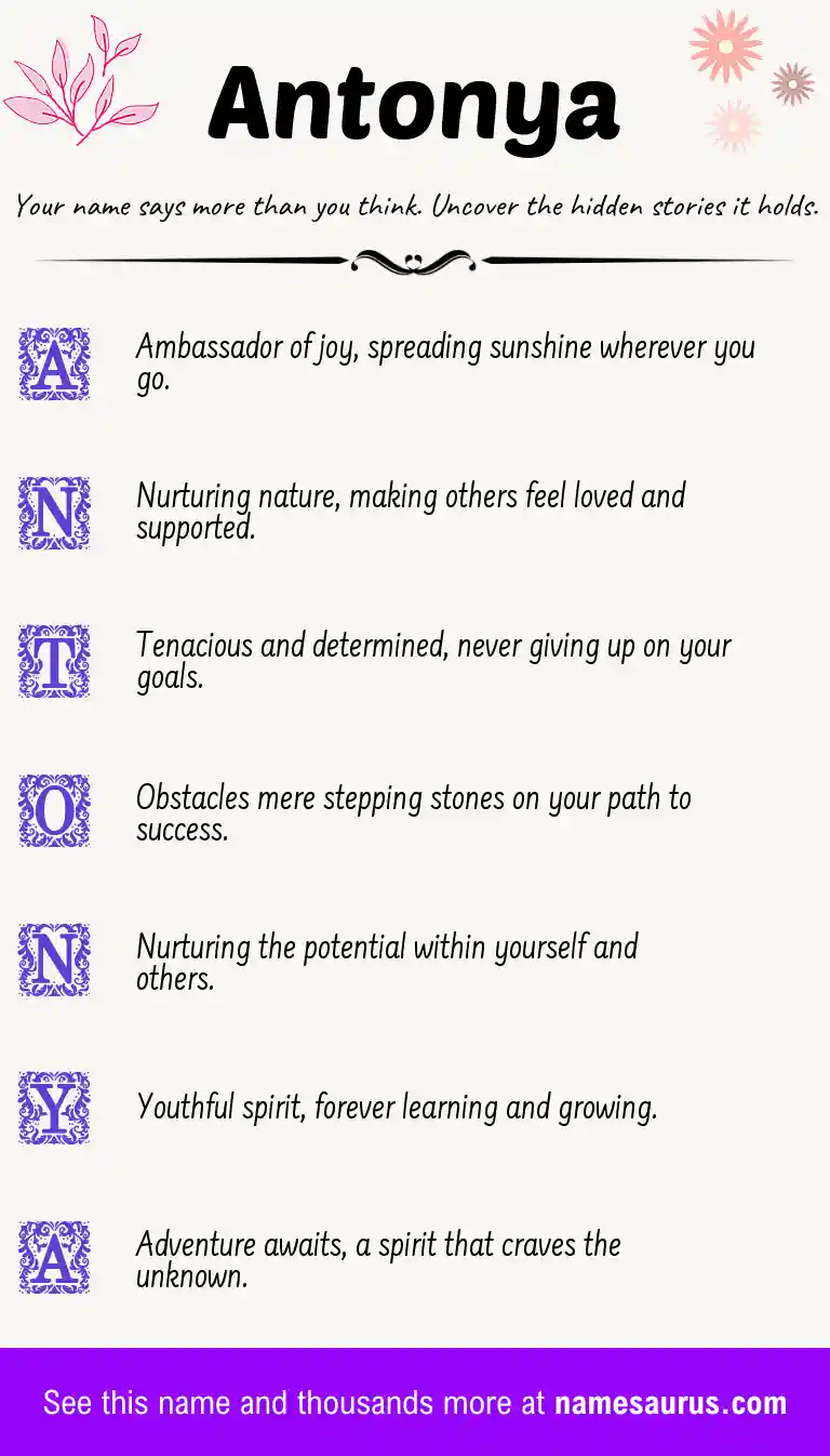 Acrostic poem about Antonya.