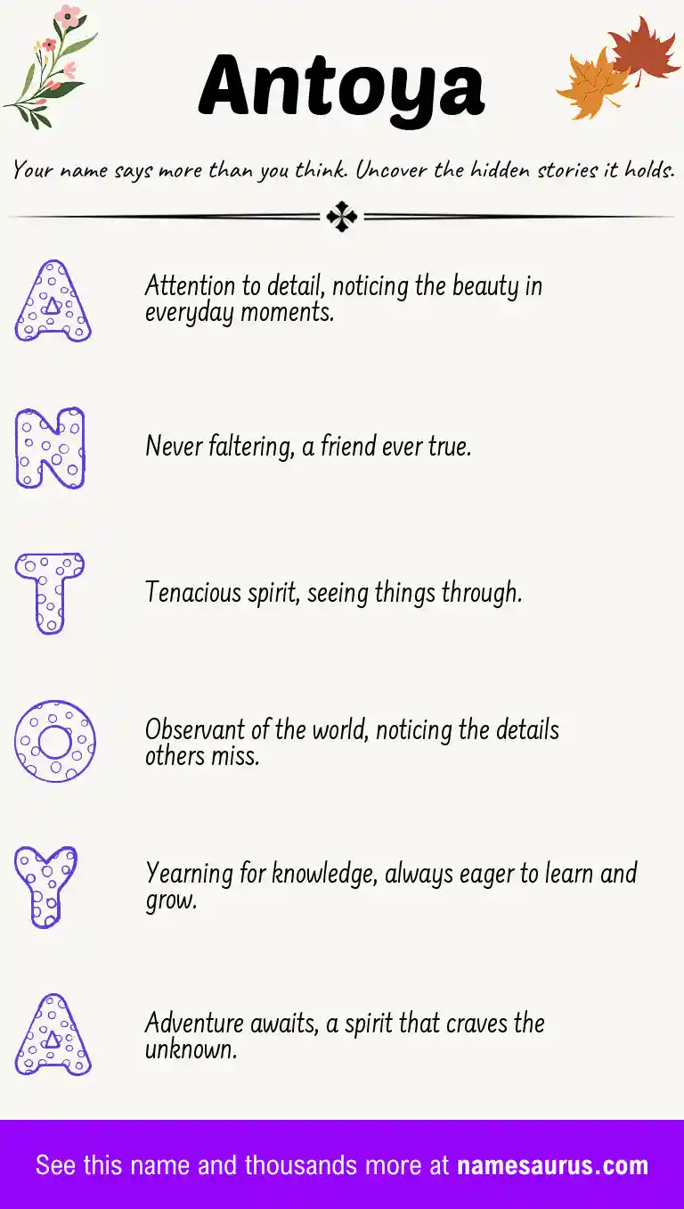 Acrostic poem about Antoya.