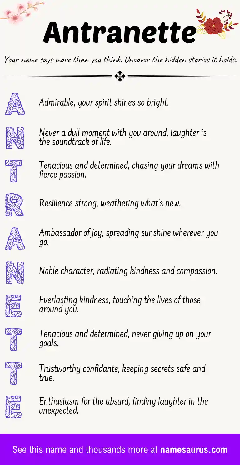 Acrostic poem about Antranette.