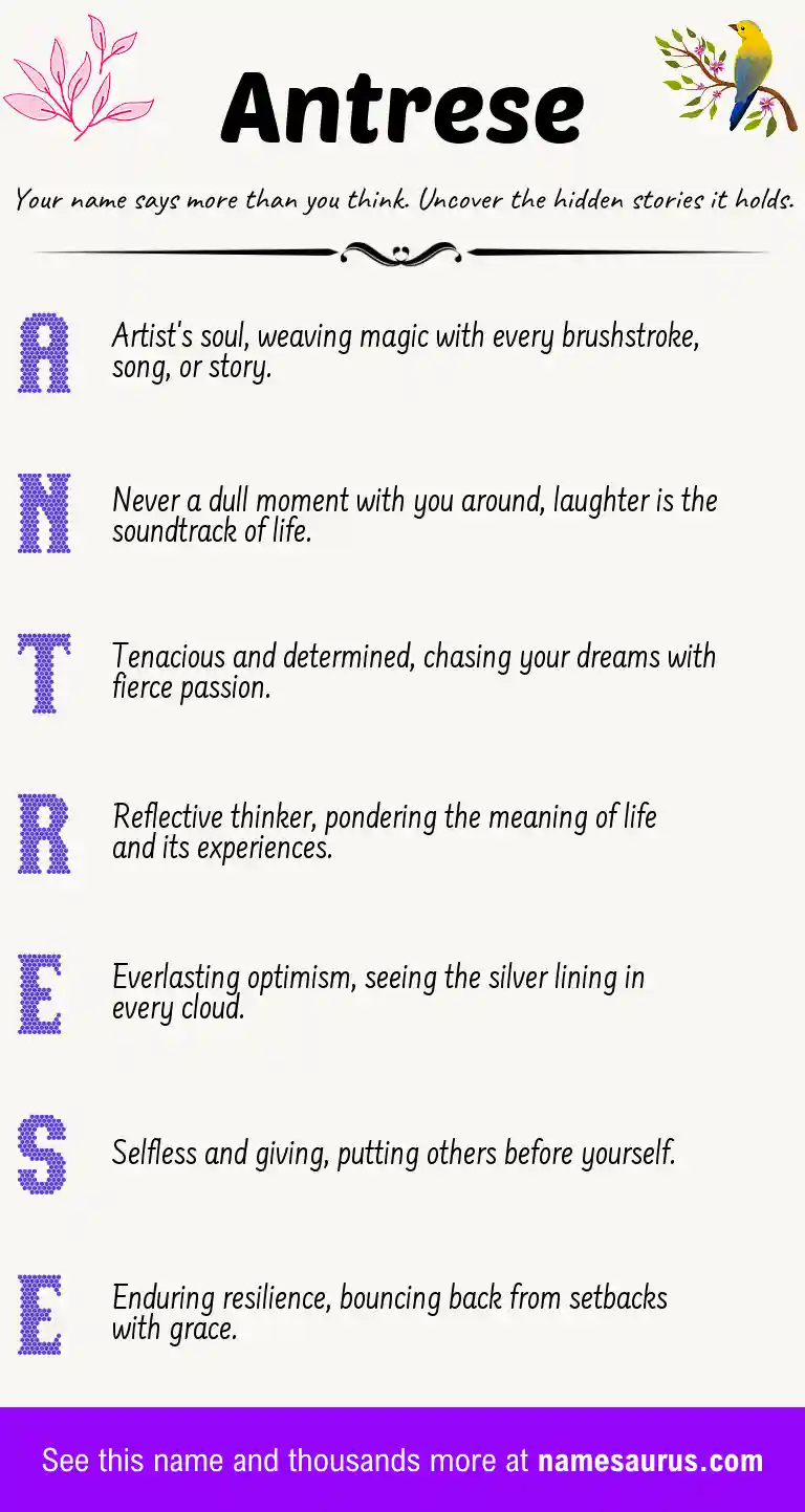 Acrostic poem about Antrese.