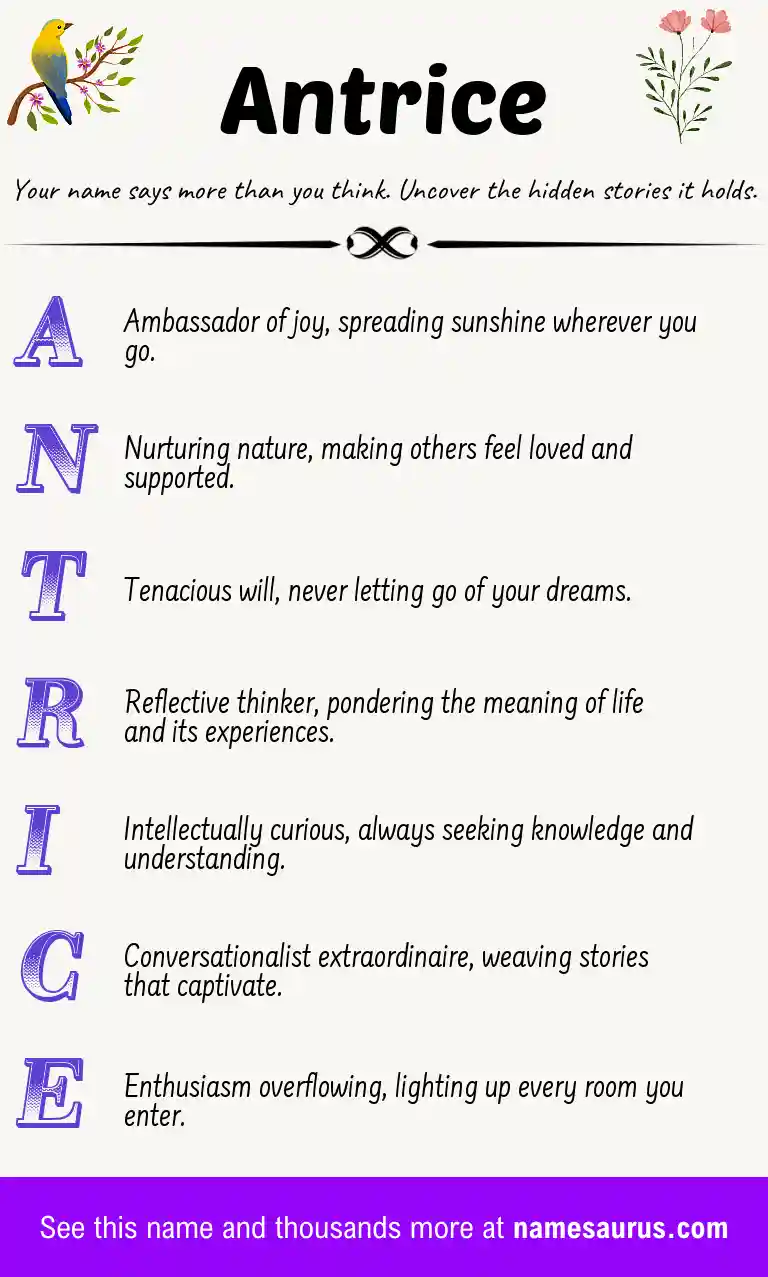 Acrostic poem about Antrice.