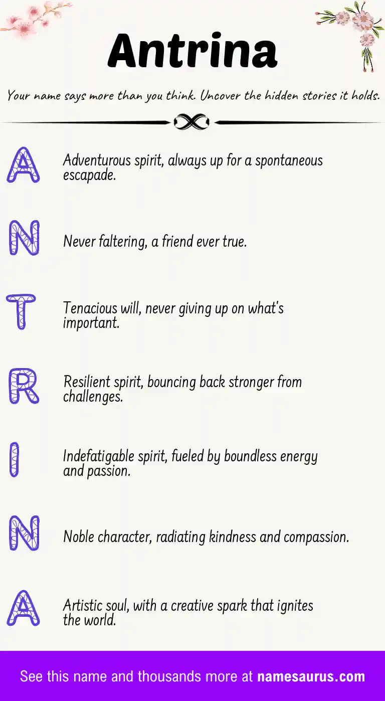 Acrostic poem about Antrina.