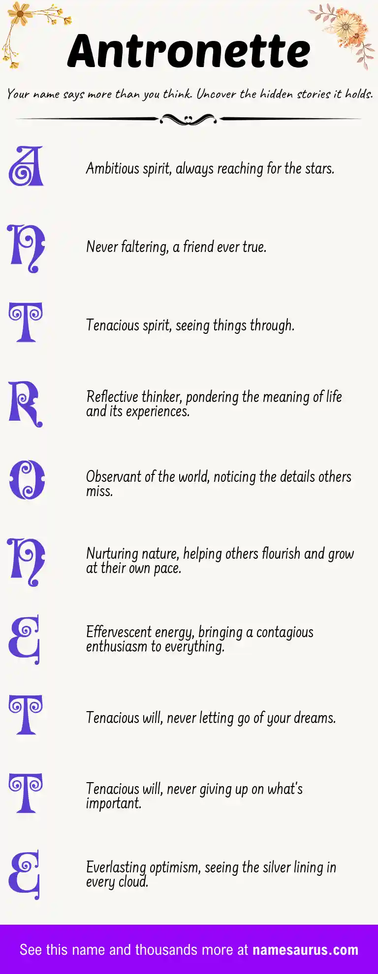 Acrostic poem about Antronette.