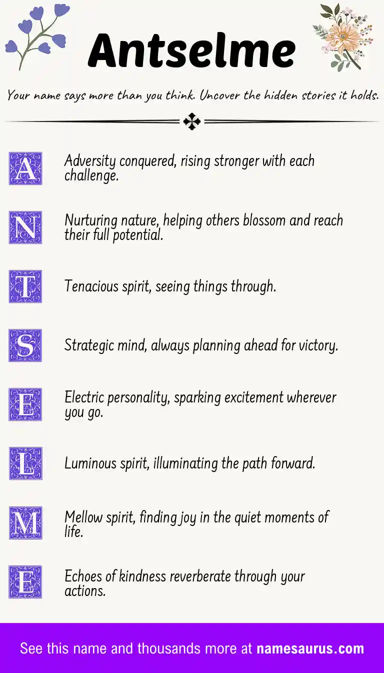 Acrostic poem about Antselme.