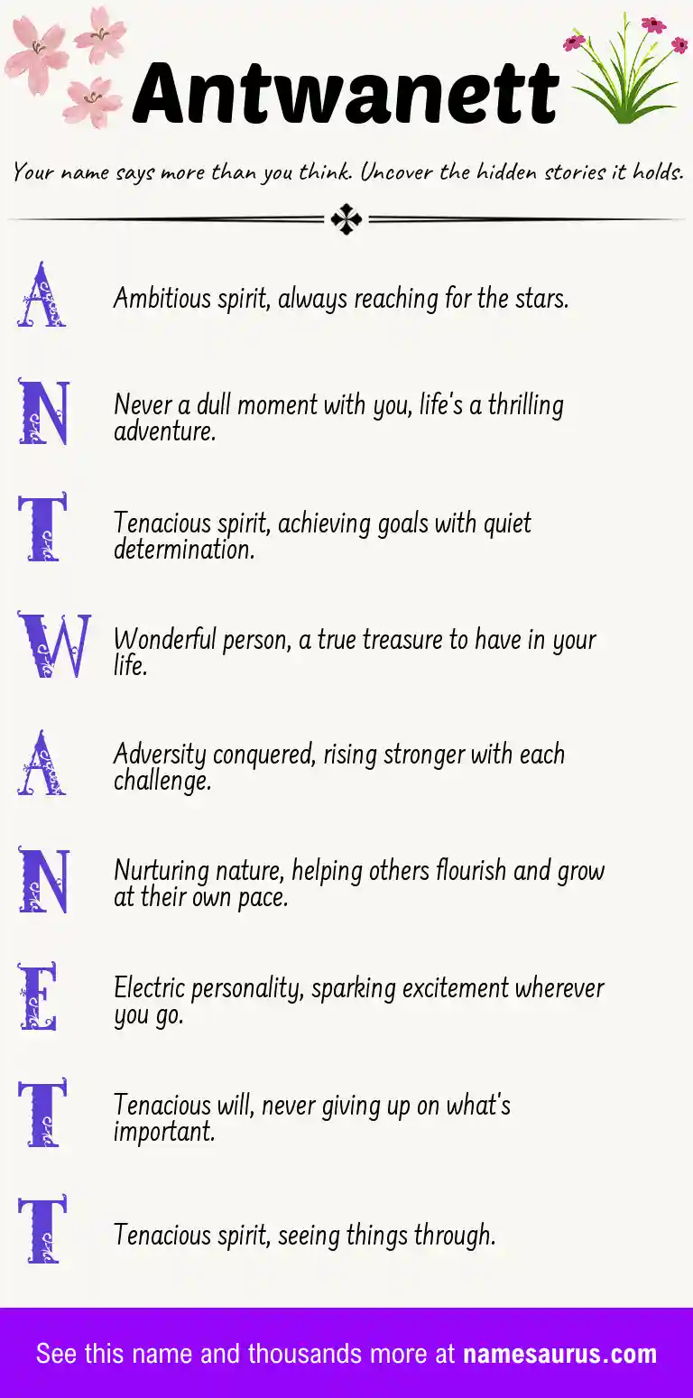 Acrostic poem about Antwanett.