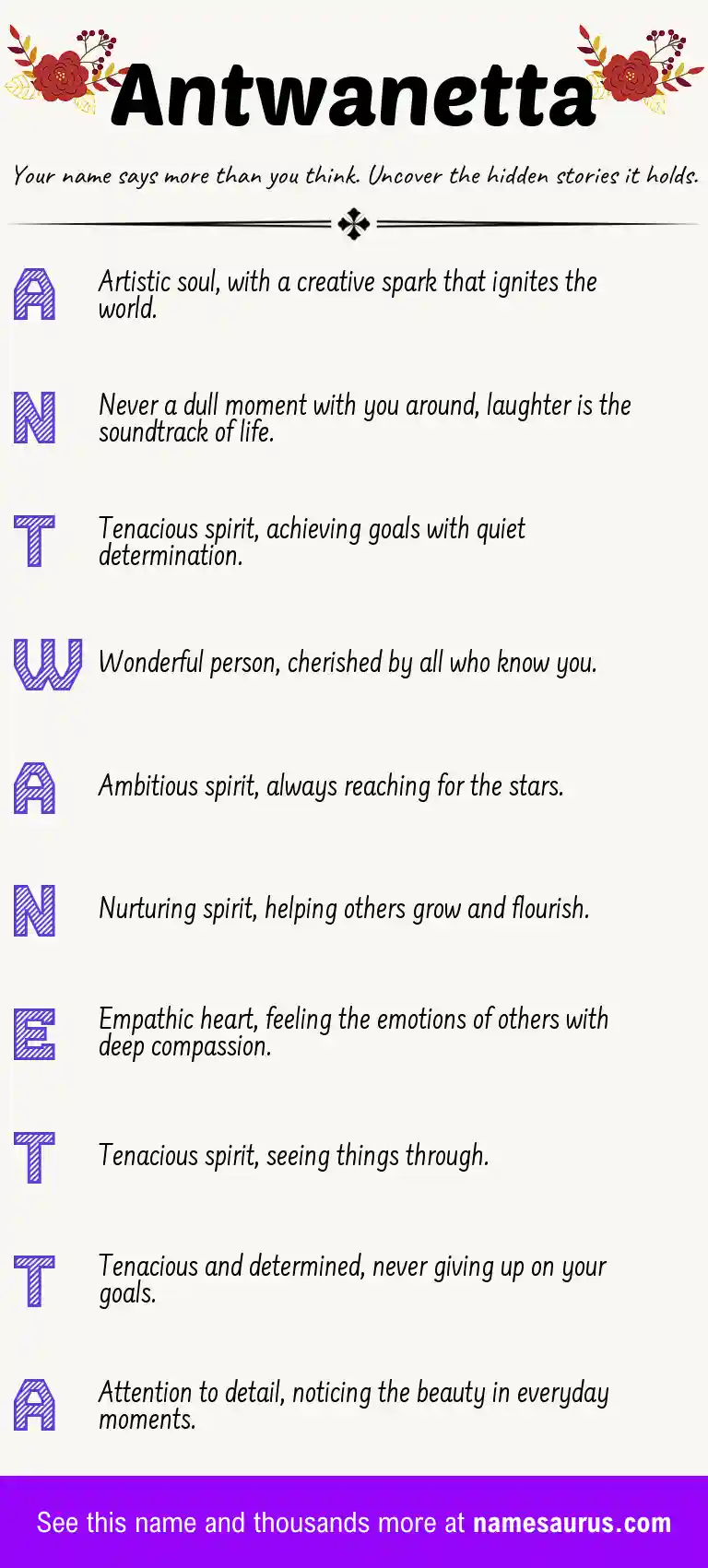 Acrostic poem about Antwanetta.