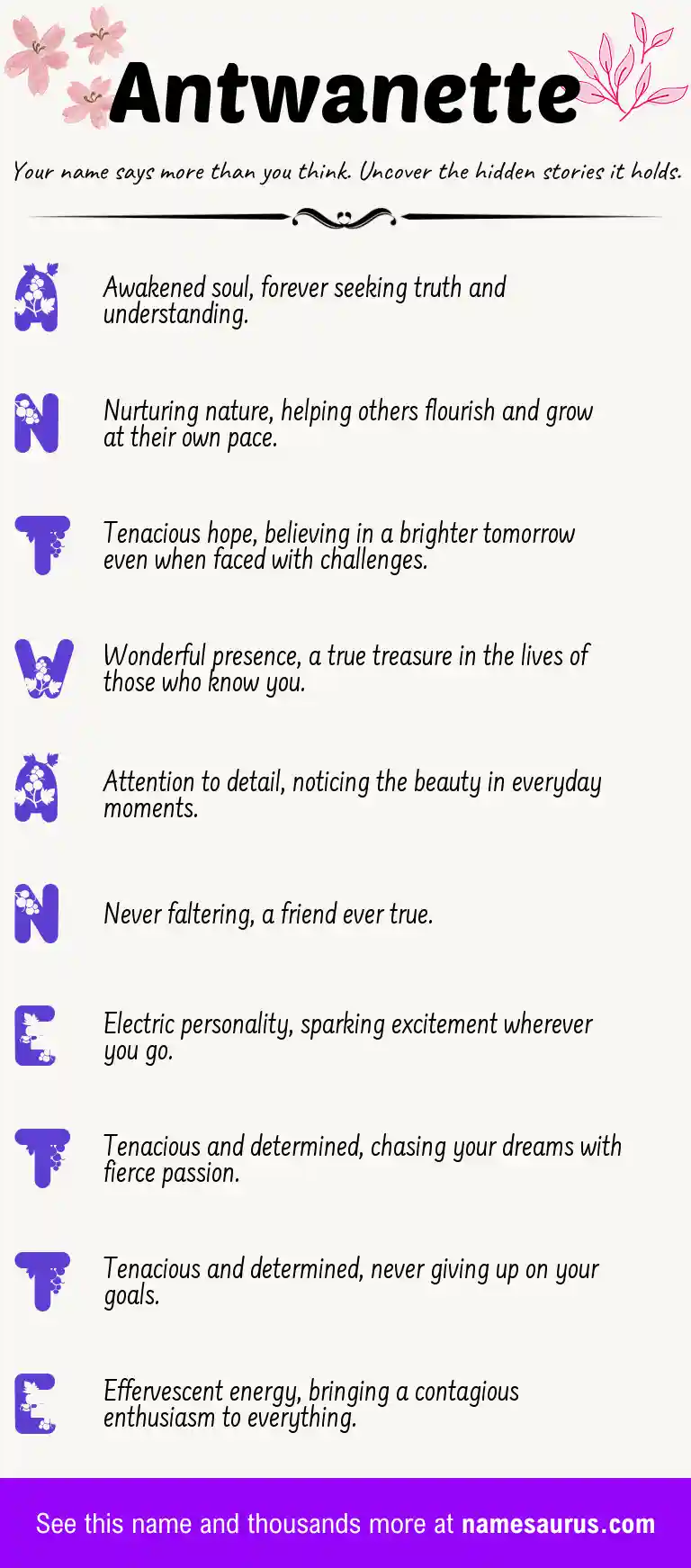 Acrostic poem about Antwanette.