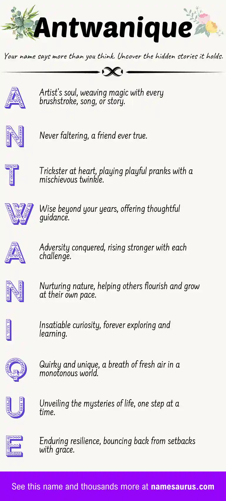 Acrostic poem about Antwanique.