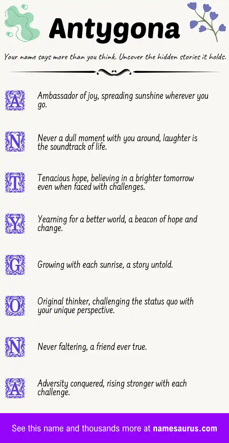 Acrostic poem about Antygona.
