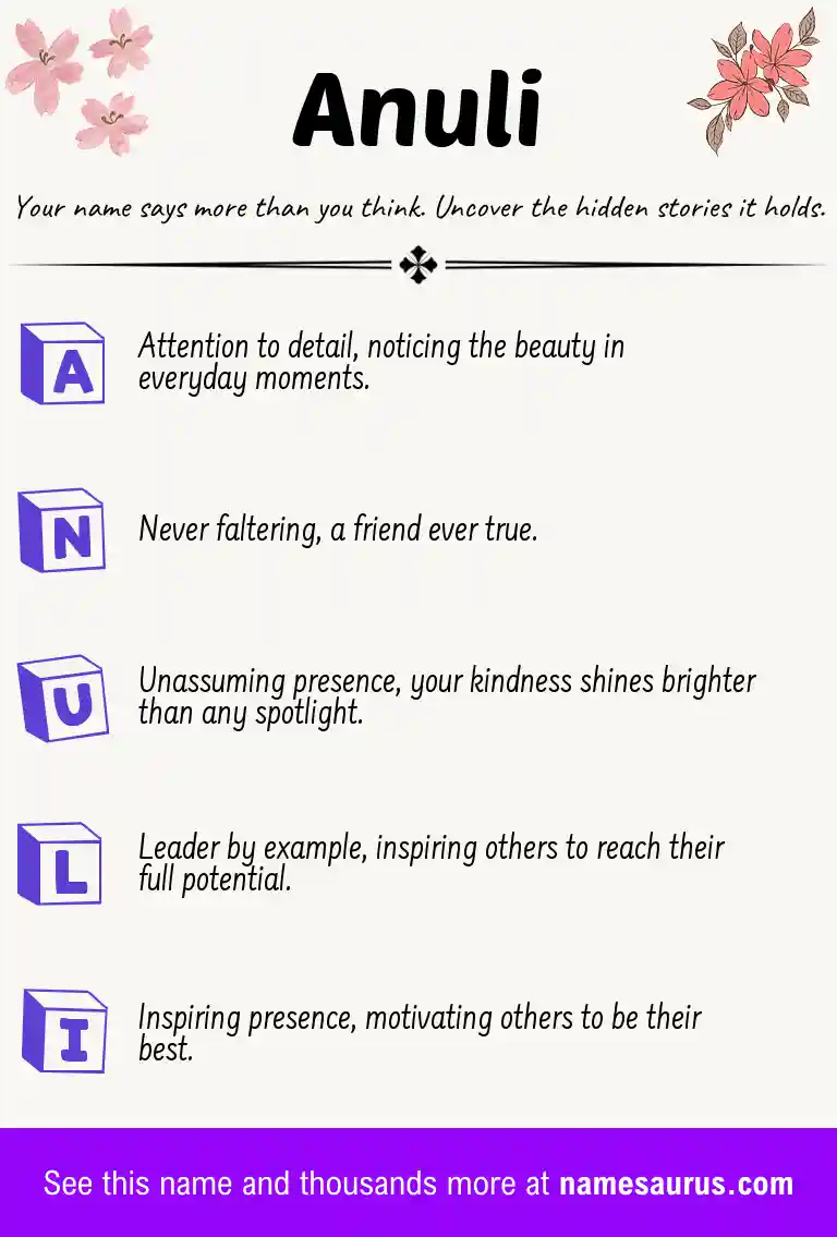 Acrostic poem about Anuli.