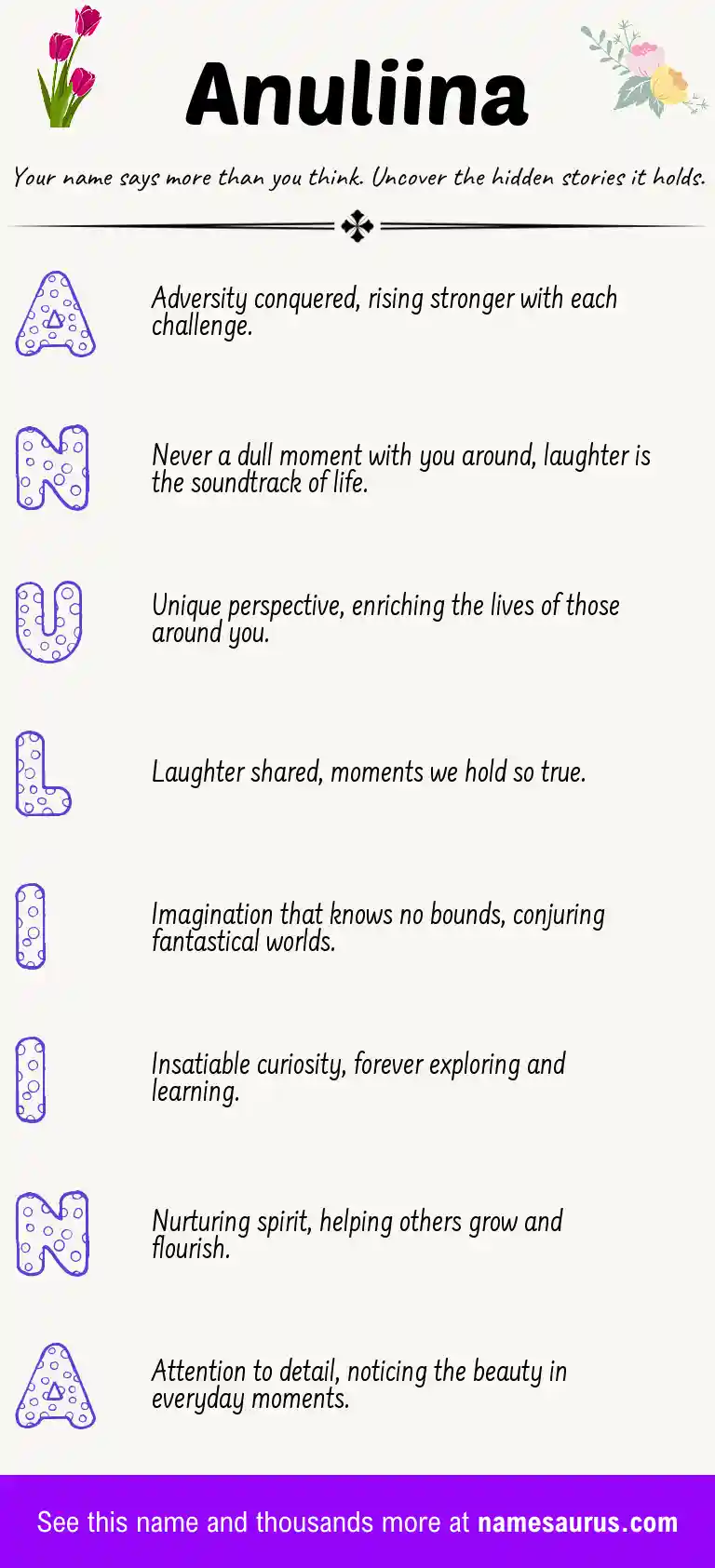 Acrostic poem about Anuliina.