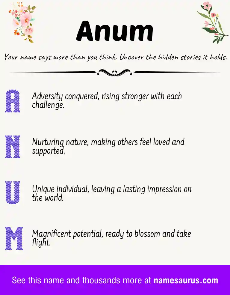 Acrostic poem about Anum.