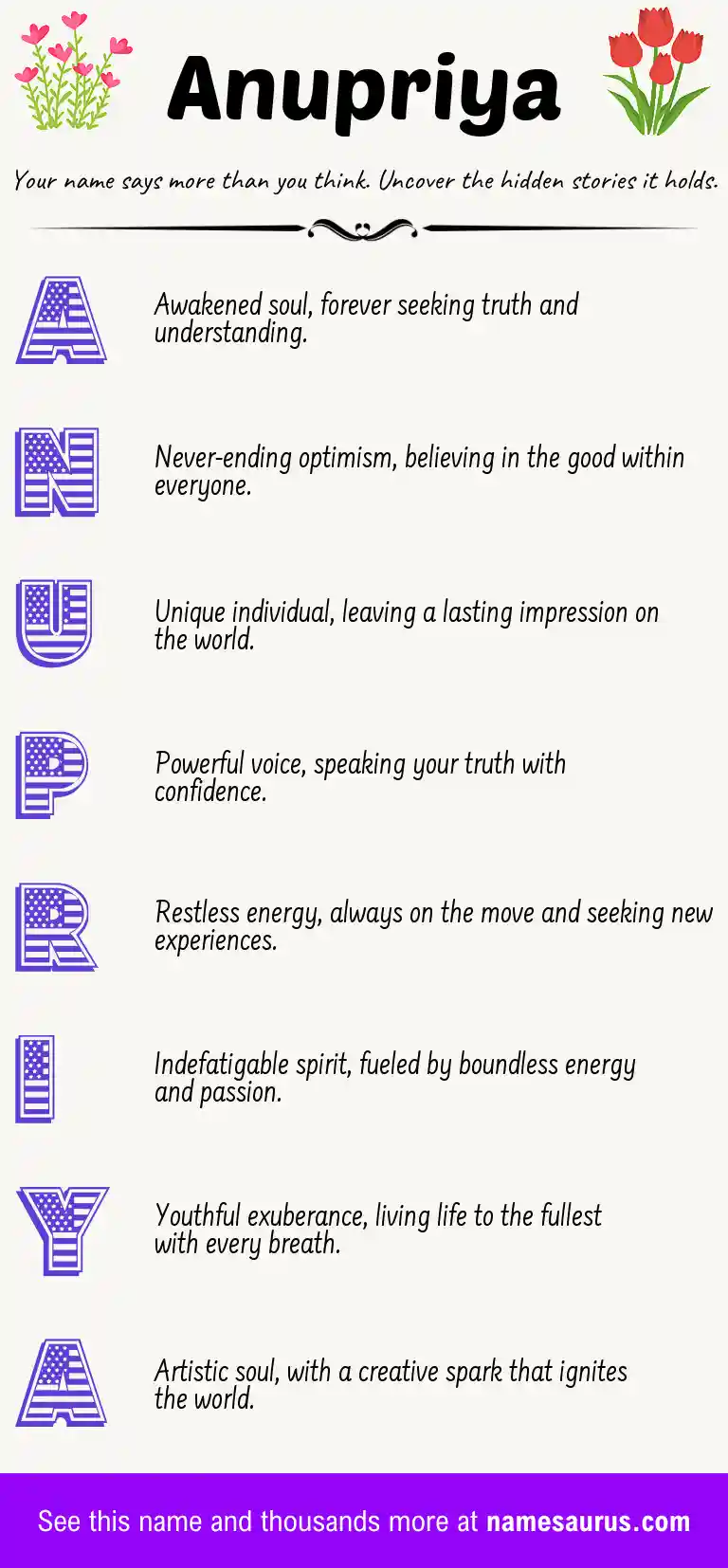 Acrostic poem about Anupriya.