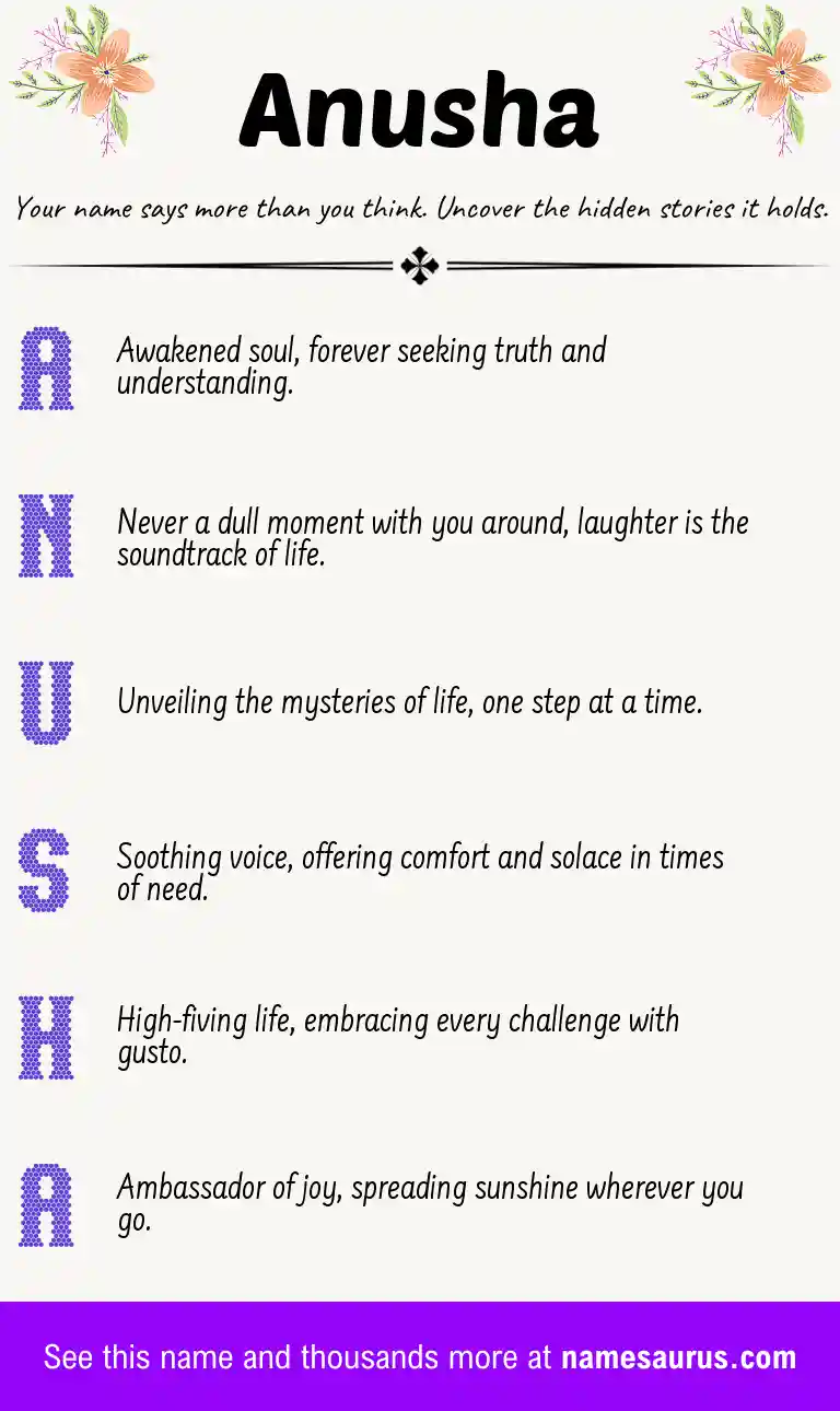 Acrostic poem about Anusha.