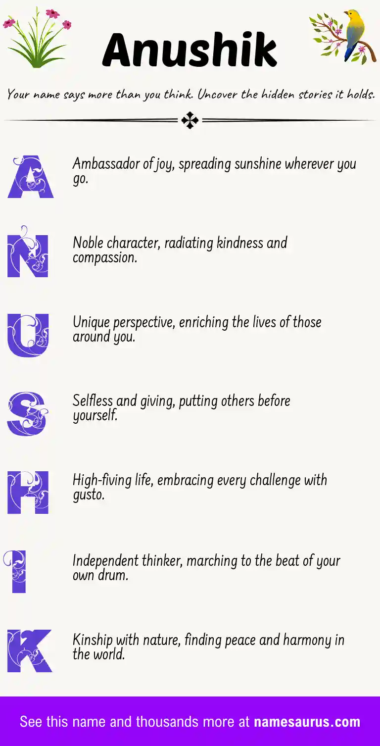 Acrostic poem about Anushik.