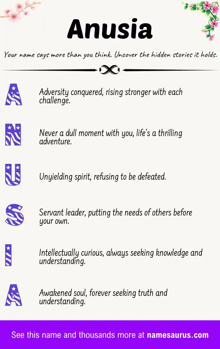 Acrostic poem about Anusia.