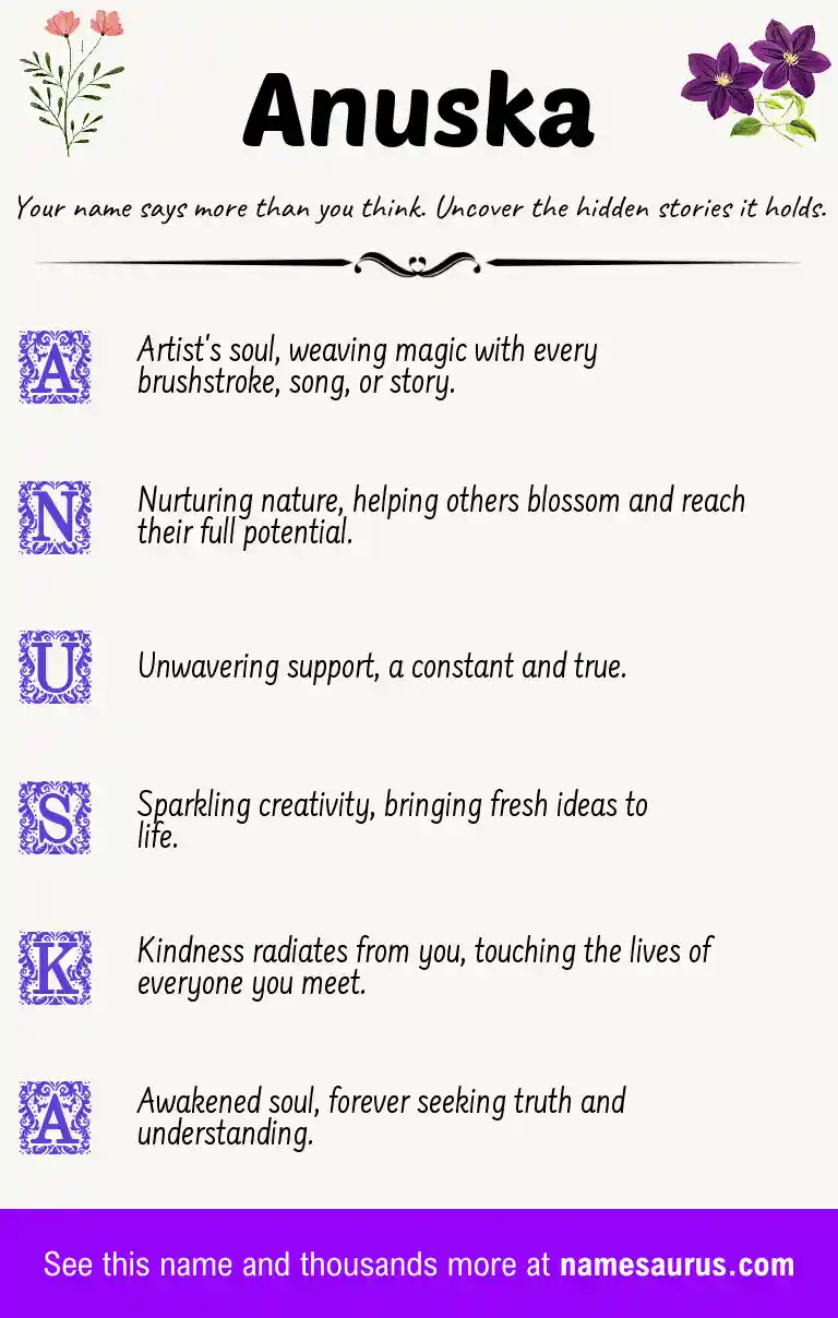 Acrostic poem about Anuska.