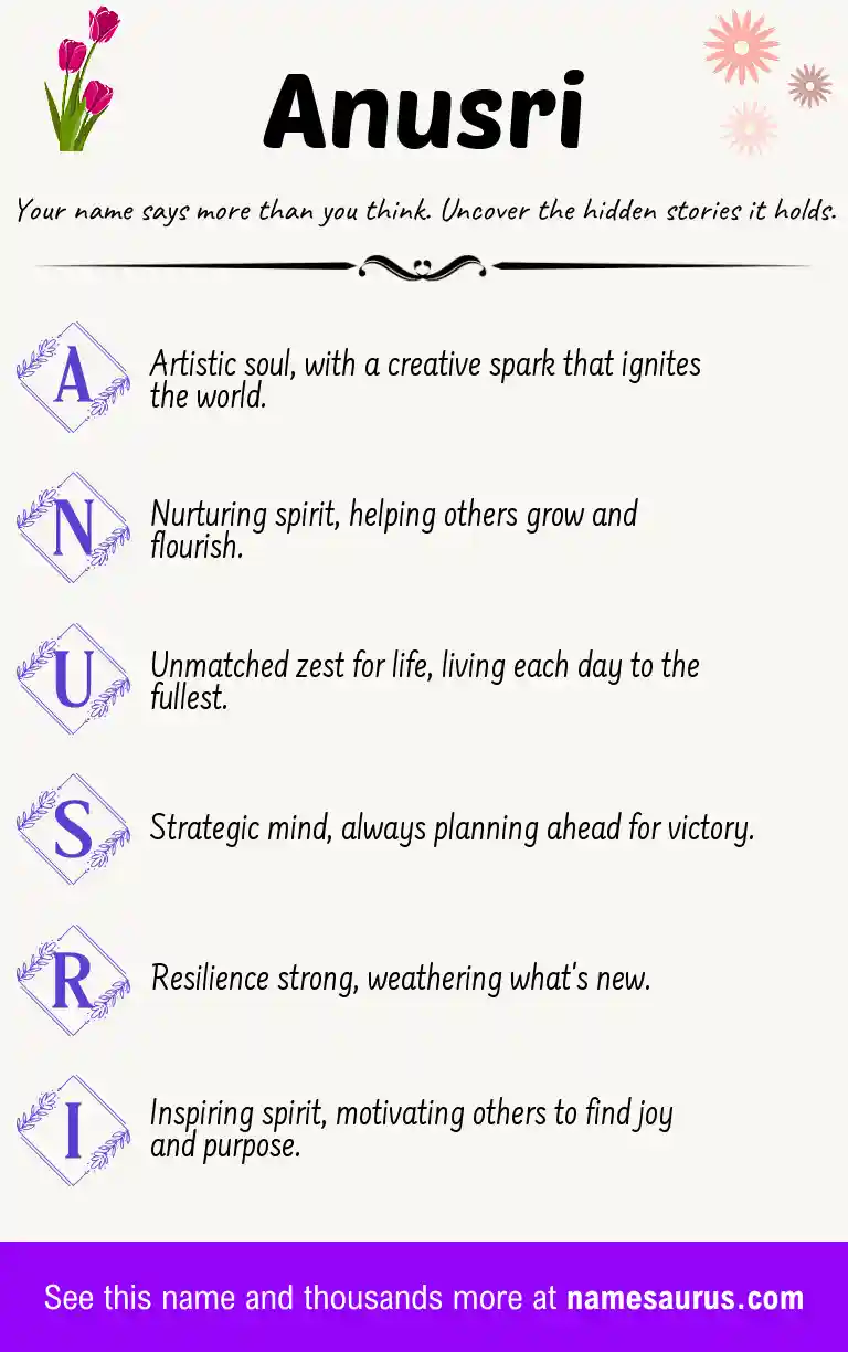 Acrostic poem about Anusri.