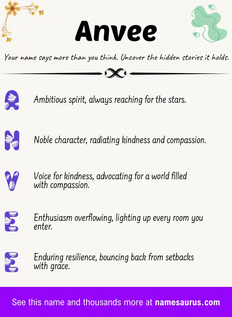 Acrostic poem about Anvee.