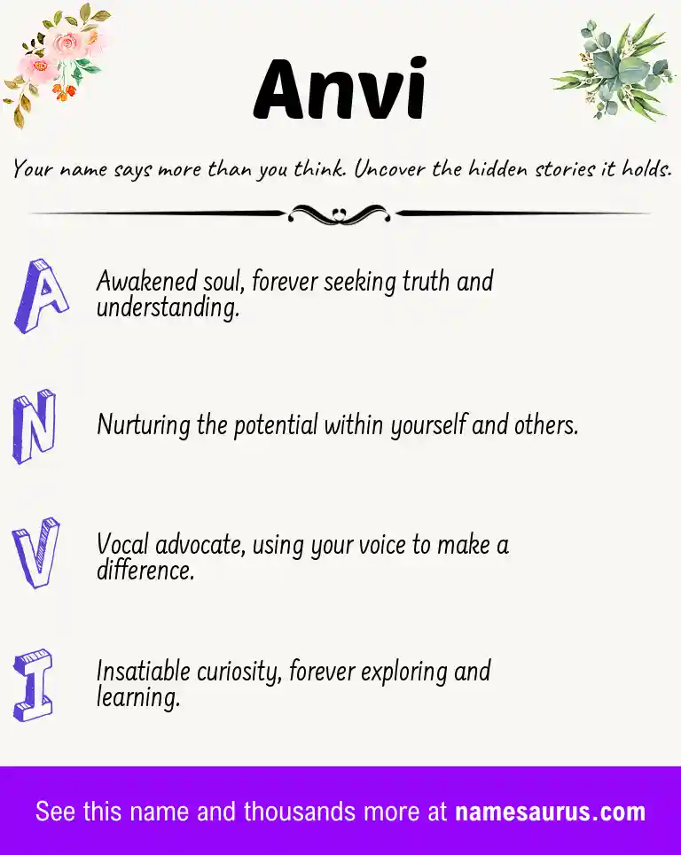 Acrostic poem about Anvi.