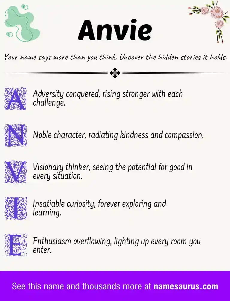 Acrostic poem about Anvie.