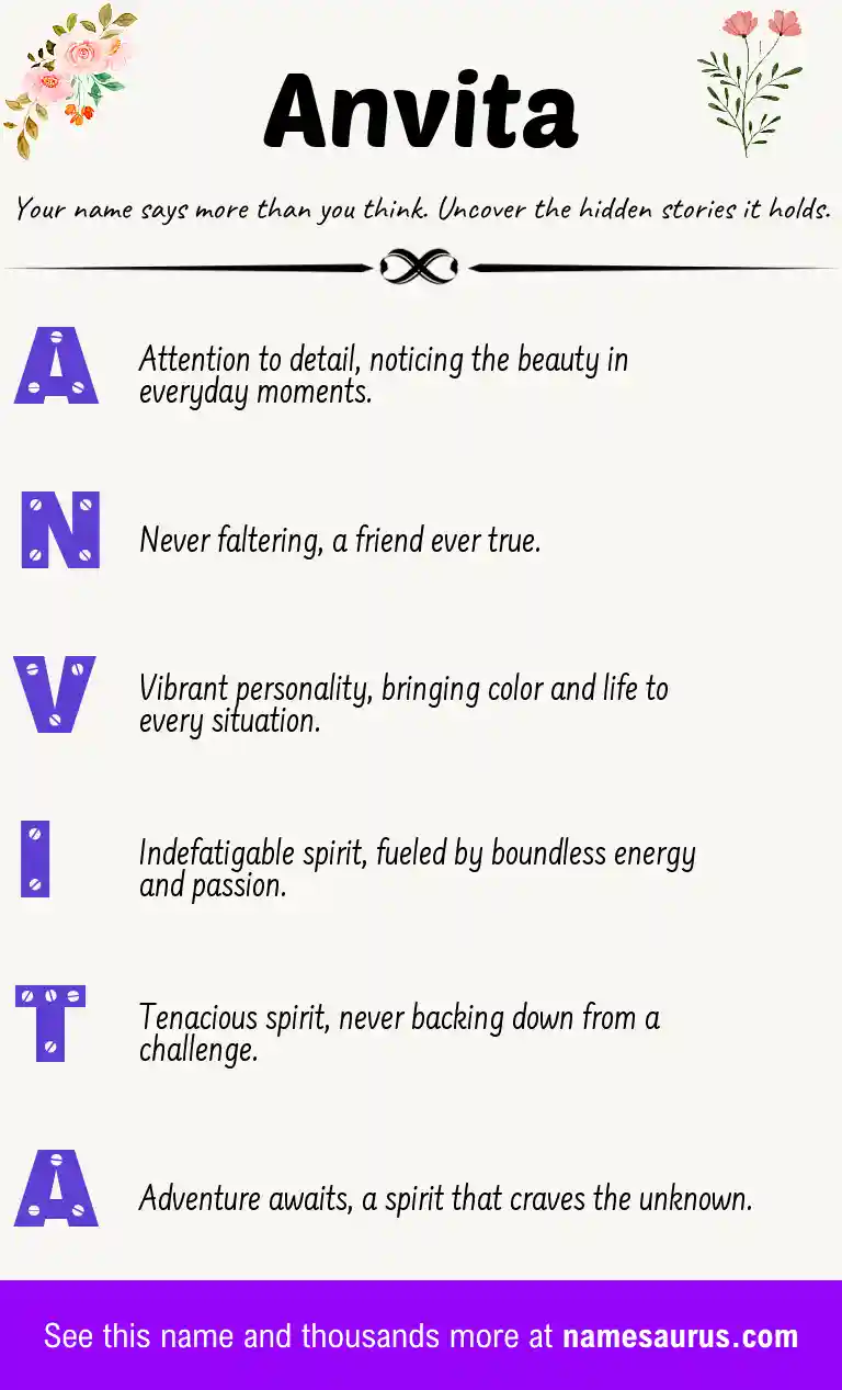Acrostic poem about Anvita.