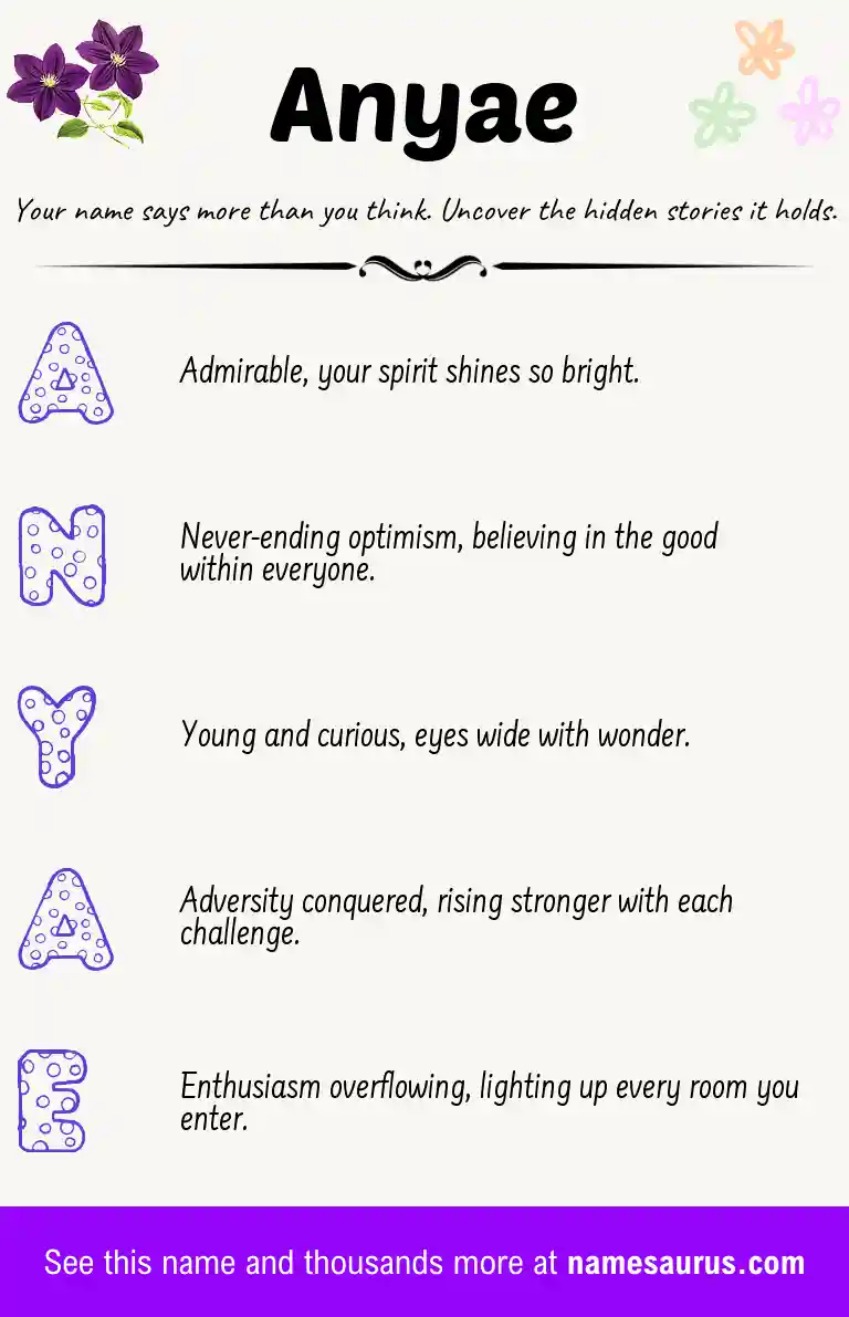 Acrostic poem about Anyae.
