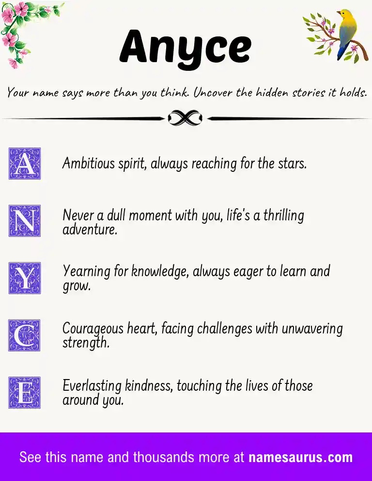 Acrostic poem about Anyce.