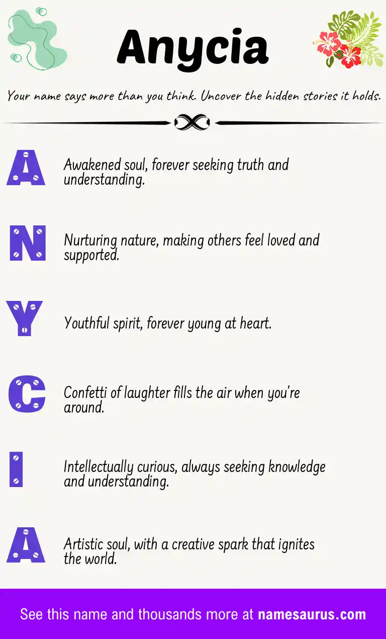 Acrostic poem about Anycia.