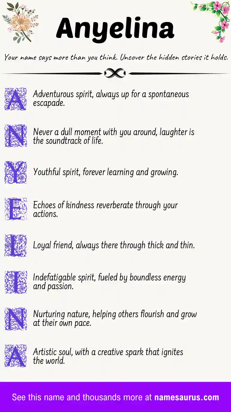 Acrostic poem about Anyelina.