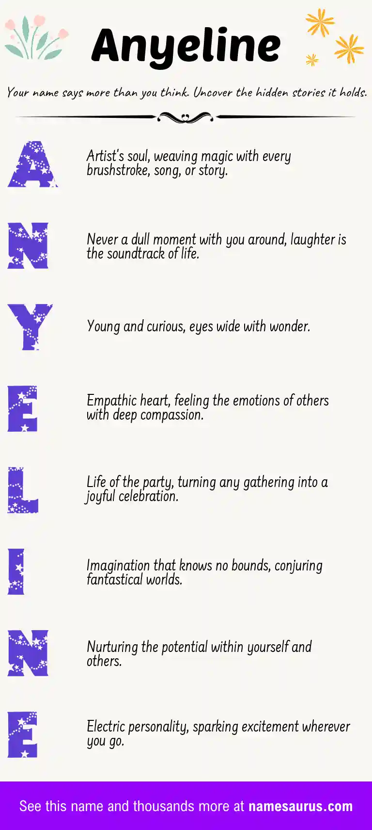 Acrostic poem about Anyeline.