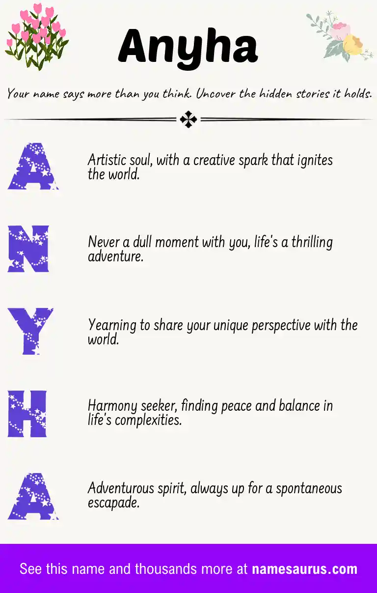 Acrostic poem about Anyha.