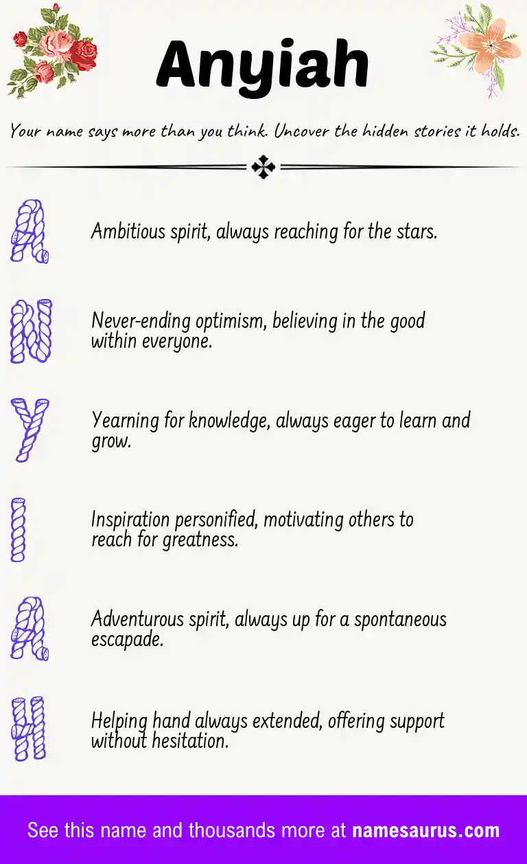 Acrostic poem about Anyiah.